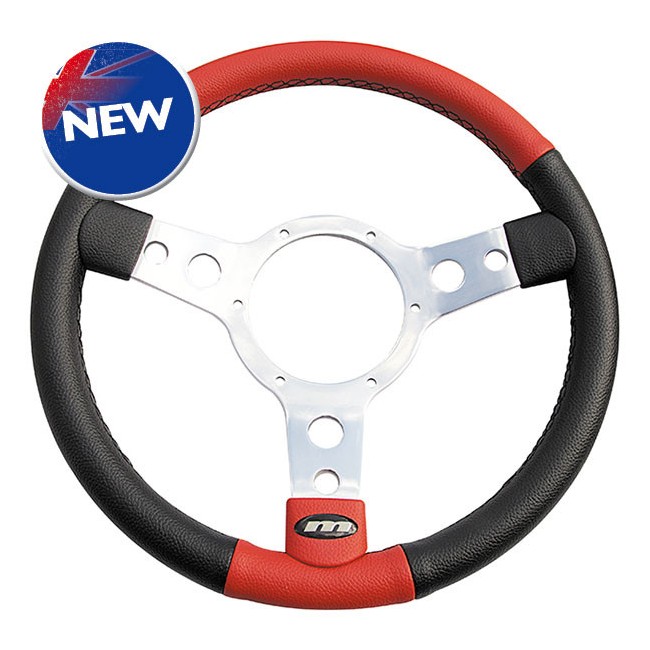 Volant Mountney 13'' Simili Cuir Rouge et Noir (Moyeu en