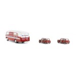 1/76 -  Mini Cooper rouge avec BUS Camion BMC