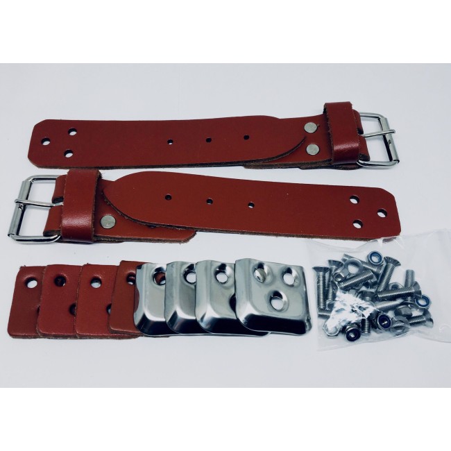 Paire de sangle capot cuir qualité - Austin Mini - marron clair