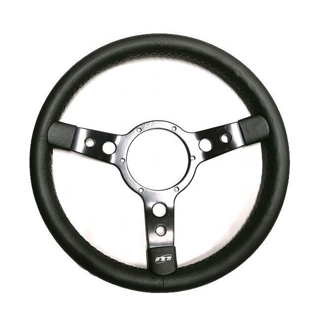 Volant Mountney Cuir 14'' alu noir-Austin Mini