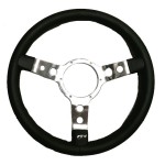 Volant cuir/Alu chromé Mountney - 14'' Tulipé-Austin