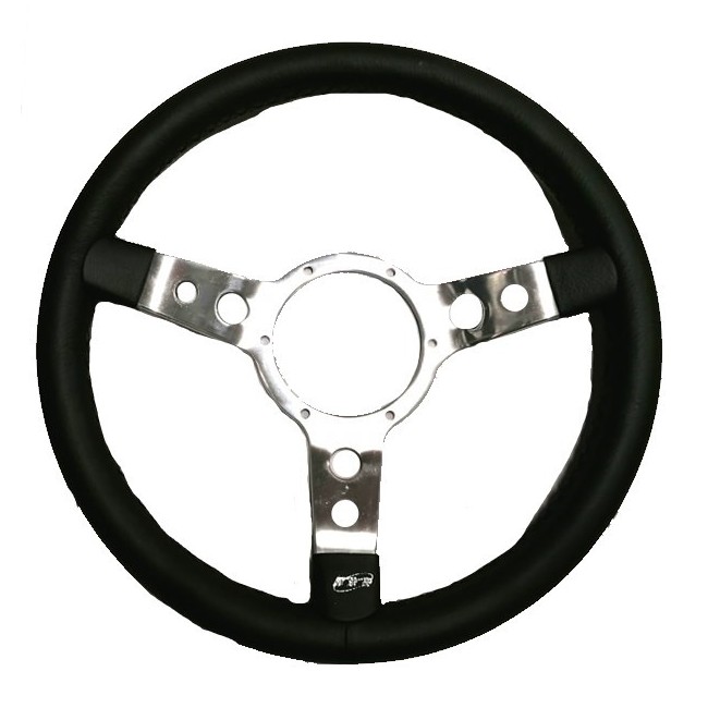 Volant cuir/Alu chromé Mountney - 14'' Tulipé-Austin