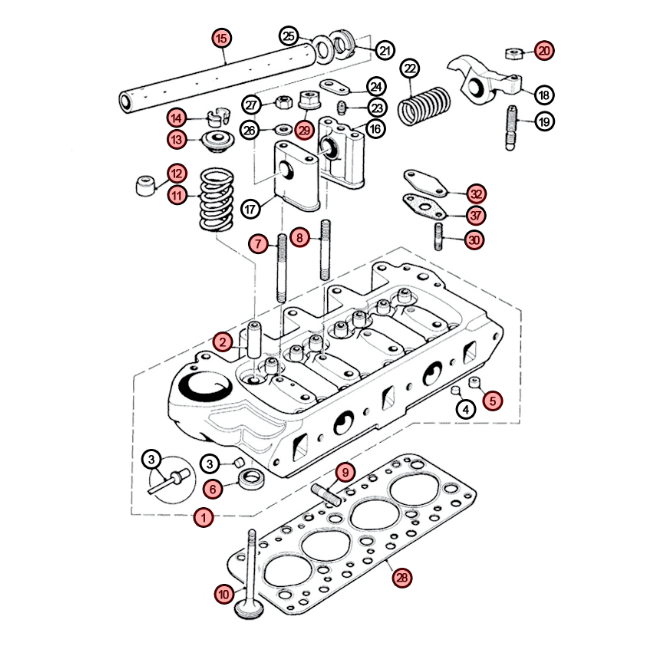 Vue éclatée culasse 850/998/1100CC-mg-mgb