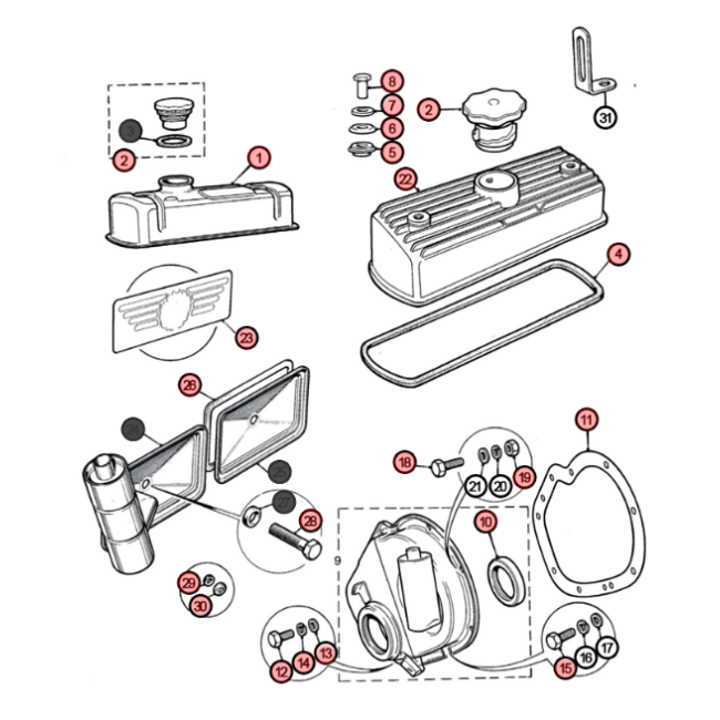 AA5M - Vue éclatée étanchéité bloc moteur A+