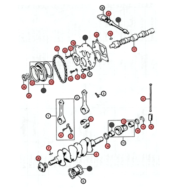 AA4M - Vue éclatée distribution vilebrequin 998 Cooper 1071 cc Cooper S
