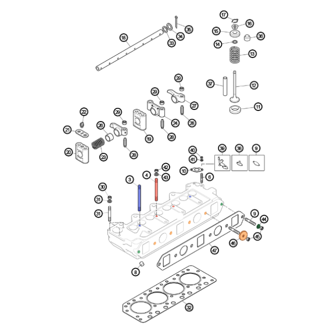 AA2M - Vue éclatée culasse 850 998 1071 cc Pré A Plus