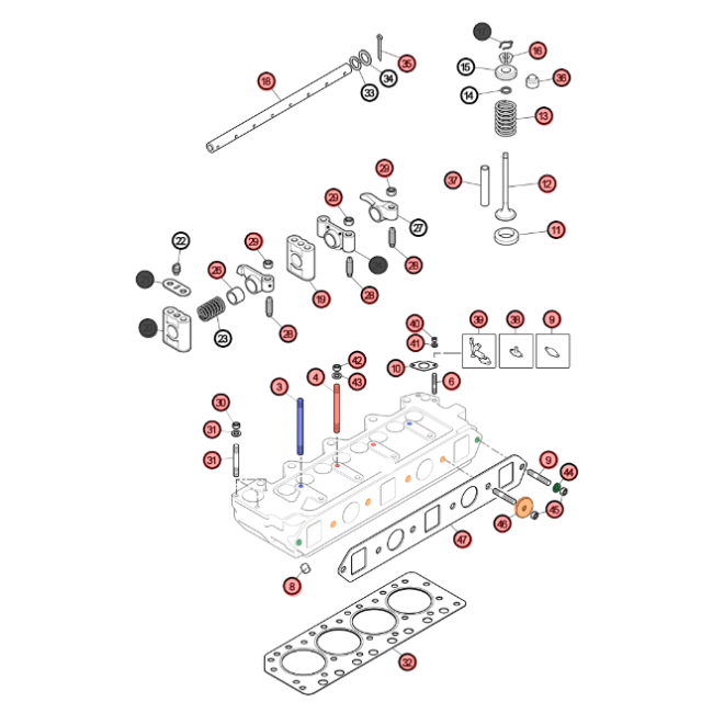 AA2M - Vue éclatée culasse 850 998 1071 cc Pré A Plus