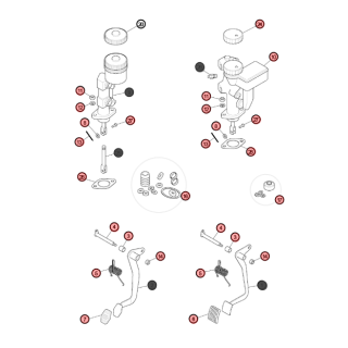 AA1F - Vue éclatée maître cylindre 1974 à 1979
