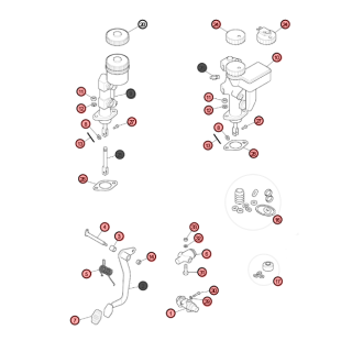 AA2F - Vue éclatée maître cylindre 1978 à 1989