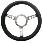 Volant Cuir noir tullipé 13'' et branches alu polis