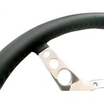 Volant Cuir noir tullipé 13'' et branches alu polis