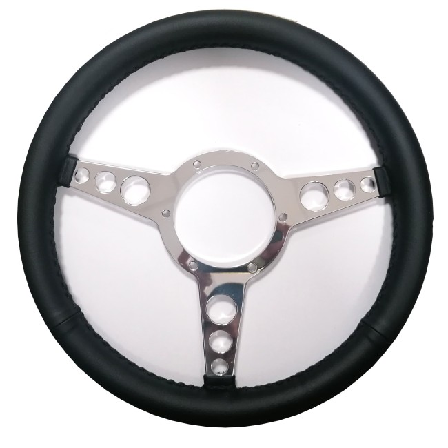 Volant Cuir noir/Alu - 14'' Plat-Austin