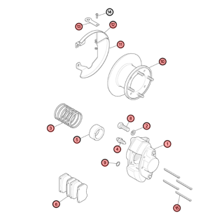 AA5F - Vue éclatée frein à disque 7'' et 7.5'' pouces