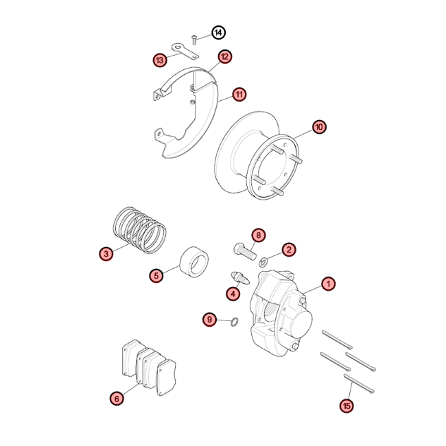 AA5F - Vue éclatée frein à disque 7'' et 7.5'' pouces