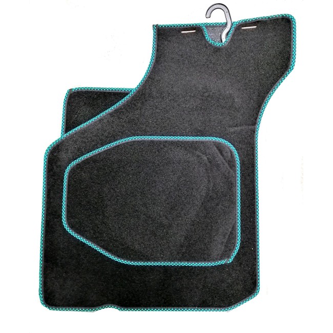 4 tapis de sol (noir) liseré vert/noir