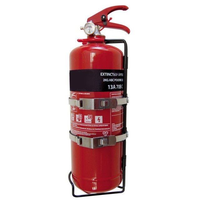 Extincteur Main Acier Mécanique 2Kg poudre  voiture ancienne anglaise