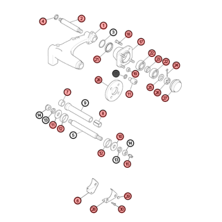 AA1S - Vue éclatée bras de suspension arrière