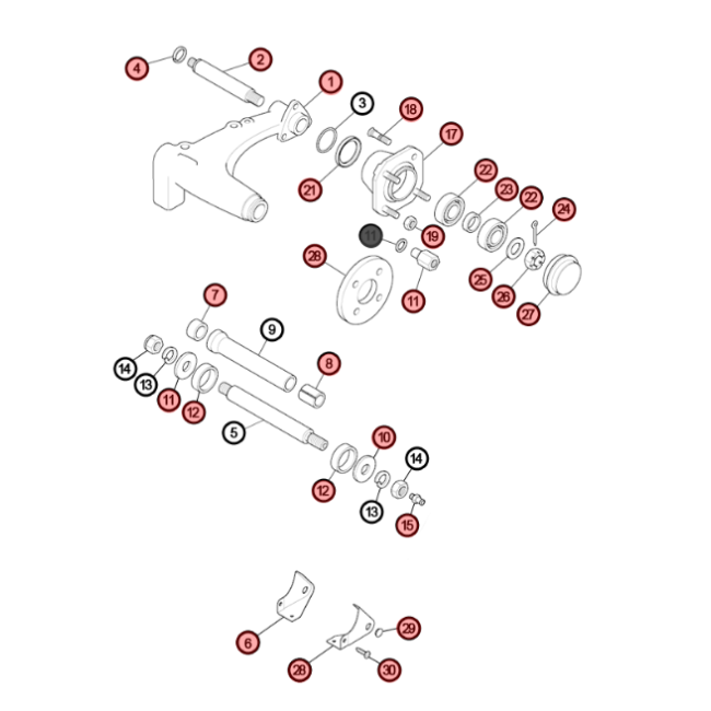 AA1S - Vue éclatée bras de suspension arrière