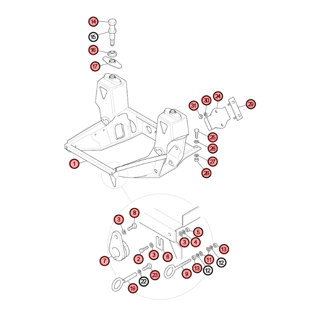 AA3S - Vue éclatée de berceau avant après 1976