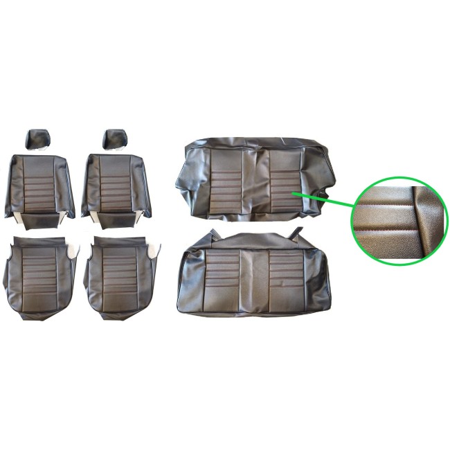 Kit Intérieur Complet Housses Siège Banquette - Noir Couture rouge