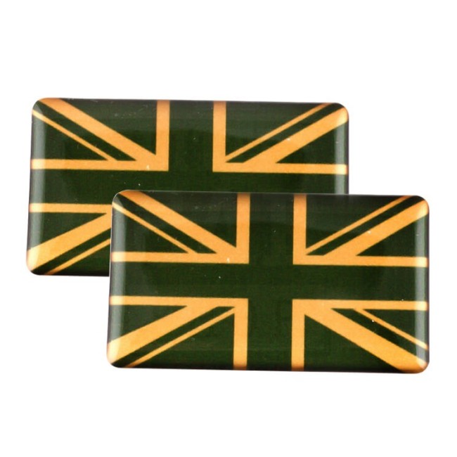Badge Union Jack (vert et or) autocollant Résine (x2)-Austin