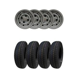 Pack 4 jantes 5x10 - AUG WHEEL - Gris (Pneus au choix)