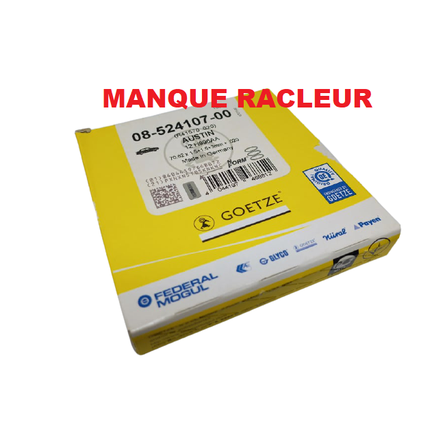 Jeu de segments pour 1275 cc HC/ +20 - DESTOCK - Pour 1 piston / Manque racleur