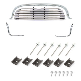 Pack calandre MK1 avant 1969 ''COOPER'' inox ouv, ext, avec kit entourage