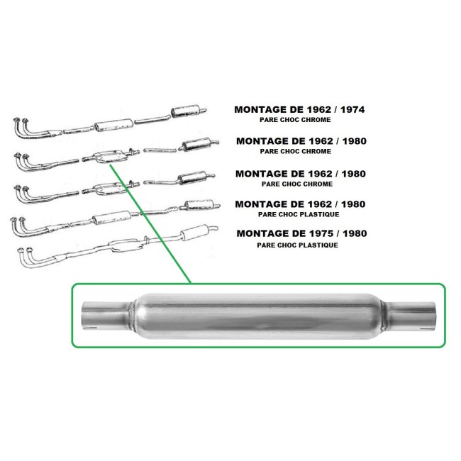 Silencieux intermédiaire inox '' bomb'' - MGB - 1962/80 voiture ancienne anglaise