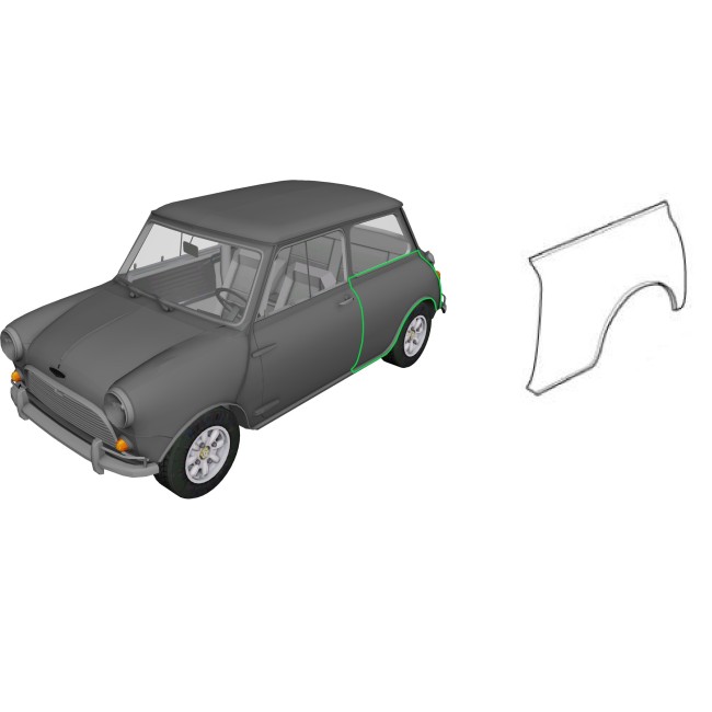 Aile arrière gauche Austin Mini - 1959 à 1969 voiture ancienne anglaise