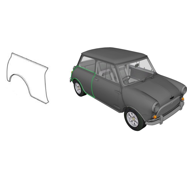Aile arrière droite - Austin Mini - 1959 à 1969 voiture ancienne anglaise