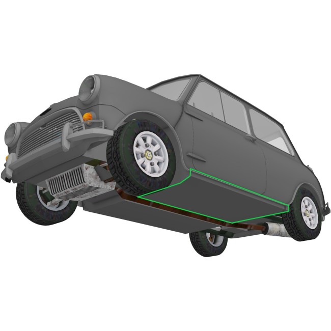 Plancher AV / AR gauche + bas de caisse -Austin Mini - Après 1992