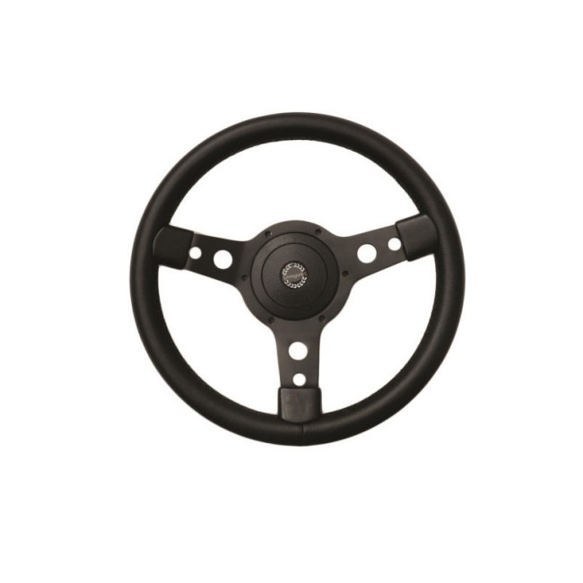 Volant cuir noir/Alu chromé Springalex 14'' Tulipé