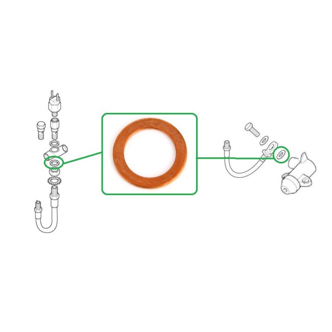Rondelle cuivre de vis banjo embrayage ou frein - Grande