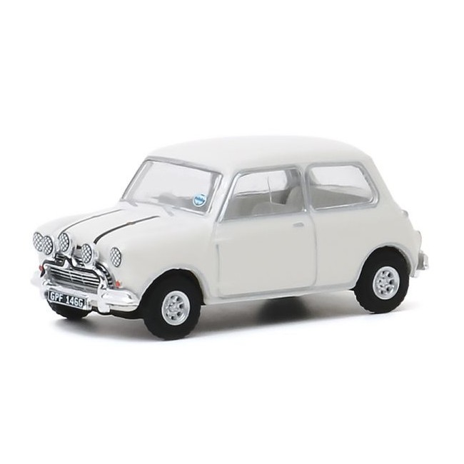 1/64 Austin Mini Cooper S - "L'or se barre" - Blanche voiture ancienne anglaise