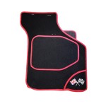 4 tapis de sol Austin Mini - Noir liseré rouge voiture ancienne anglaise