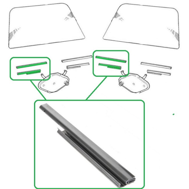 Guide de vitre Av D ou Ar G à partir de 1972 / INOX voiture ancienne anglaise