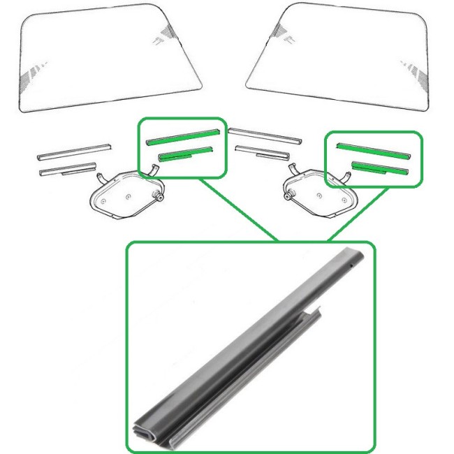Guide de vitre Av G ou Ar D à partir de 1972 / INOX voiture ancienne anglaise