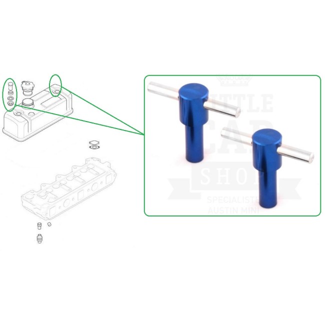 Vis T de cache culbuteur anodisées x 2 - Bleu