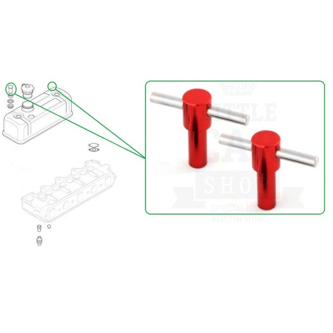 Vis T de cache culbuteur anodisées x 2 - Rouge