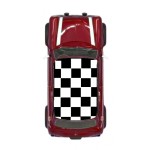 Drapeau de toit 21x21cm / Damier Blanc - Austin Mini 