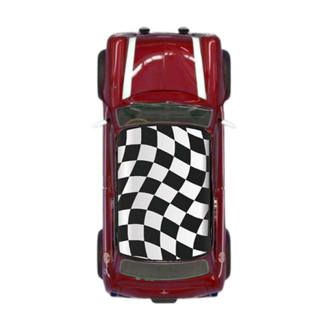 Autocollant toit Mini - Damier noir wavy