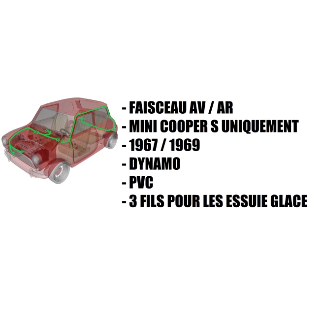 Faisceau électrique principal MINI de 1967 à 1969 cooper s / dynamo