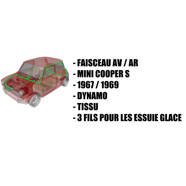 Faisceau électrique MINI cooper s de 1967 à 1969 complet / dynamo