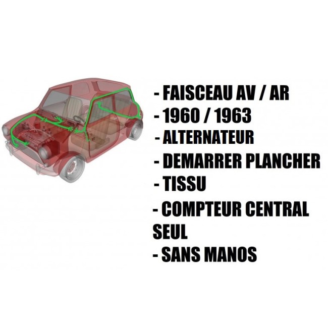 Faisceau électrique complet Austin Mini - 1960 à 1963 (Alternateur) voiture ancienne