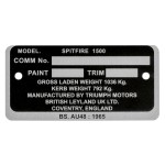 Plaque identificaiton caisse Spitfire 1500 Triumph spitfire 1500, spitfire voiture