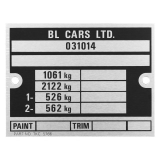 Plaque d'identification de caisse Triumph spitfire 1500, spitfire voiture ancienne