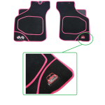 4 tapis de sol Austin Mini - Noir liseré  rouge