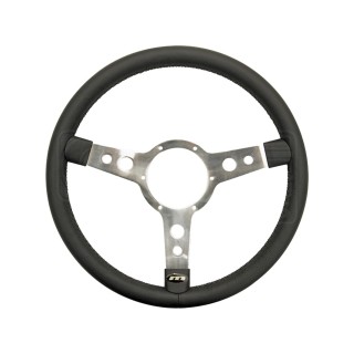 Volant cuir noir/alu  Mountney - 15"