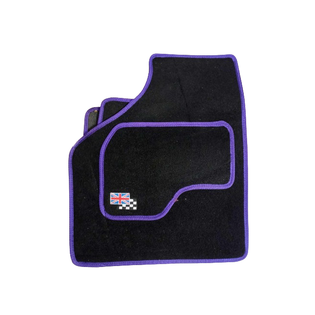 4 tapis de sol Austin Mini - Noir liseré violet - UJ/Damier